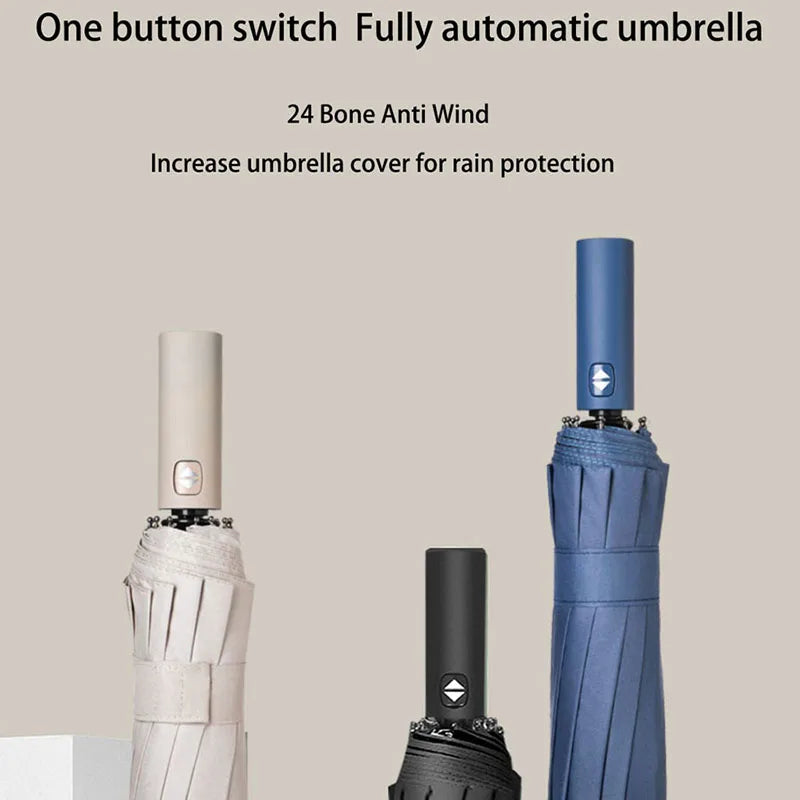 Reinforced 24-Bone Umbrella With UV-Blocking Black Coating